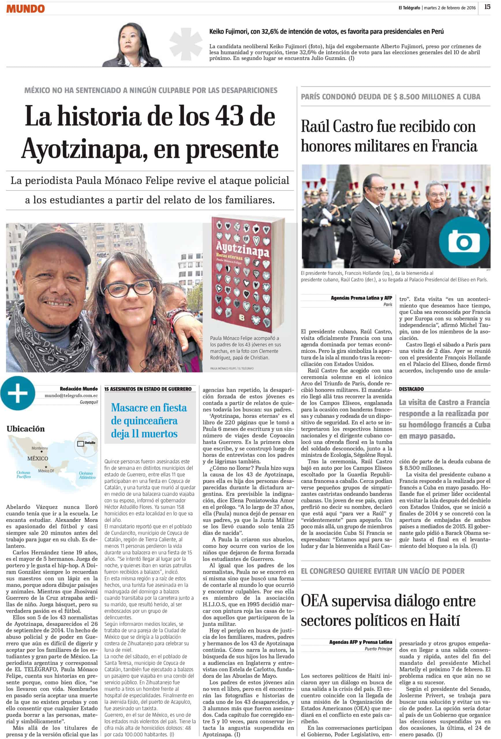 la historia de los 43 de Ayotzinapa en presente